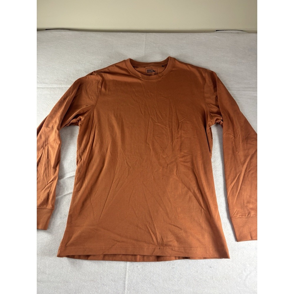 Eddie Bauer T-Shirt Mens Size S‎ Long Sleeve 100% Cotton Pumpkin EUC